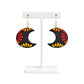 Terracotta Half-Moon Shaped Dangle Earrings(Floral Design)