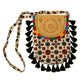 Gajji Silk Ajrakh Printed Leather Crossbody Flip Sling Bag