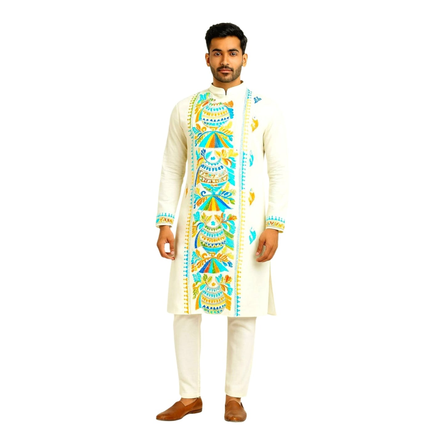 Pure Cotton Men's Kantha Long Kurta