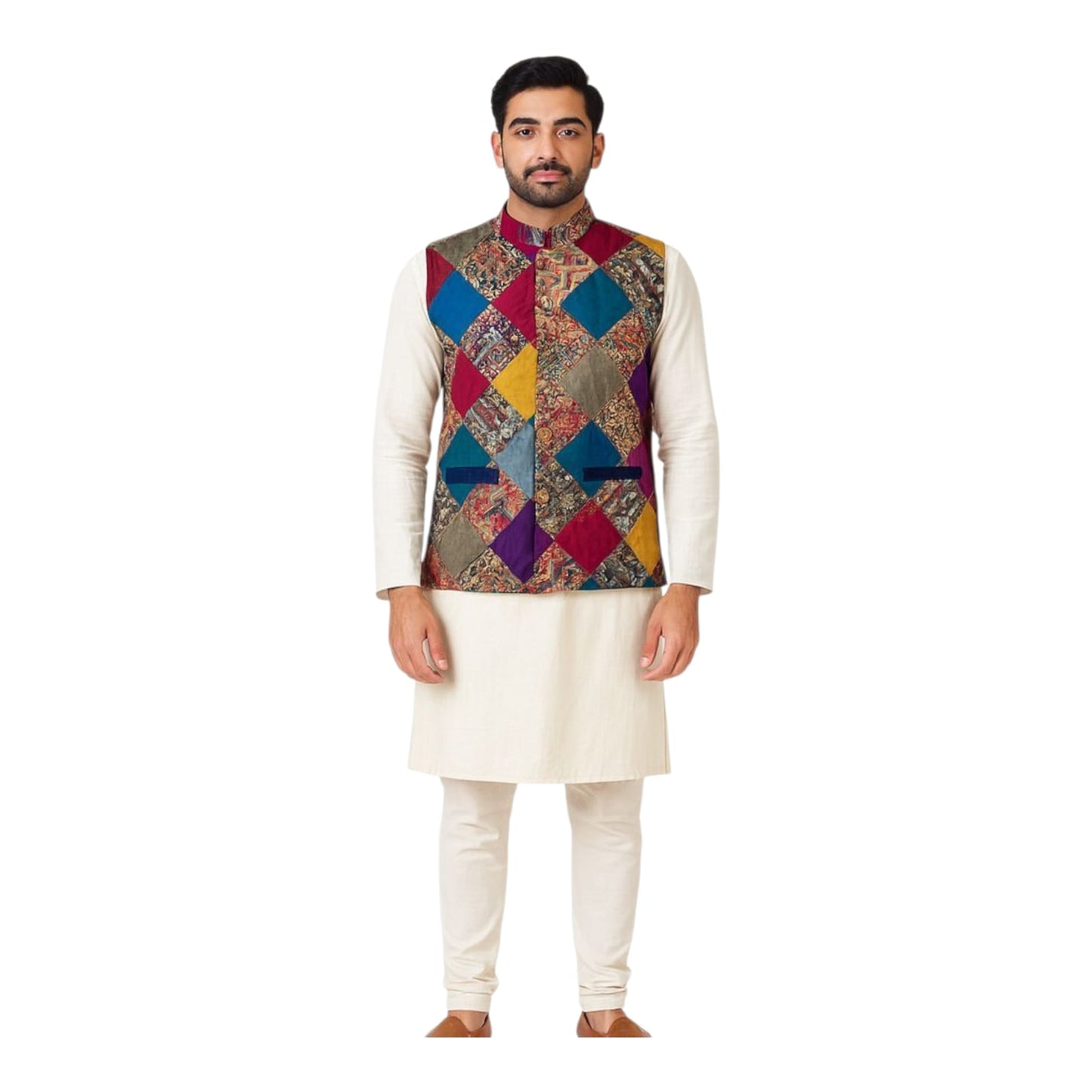 Men's Cotton Kalamkari Patchwork Jackets