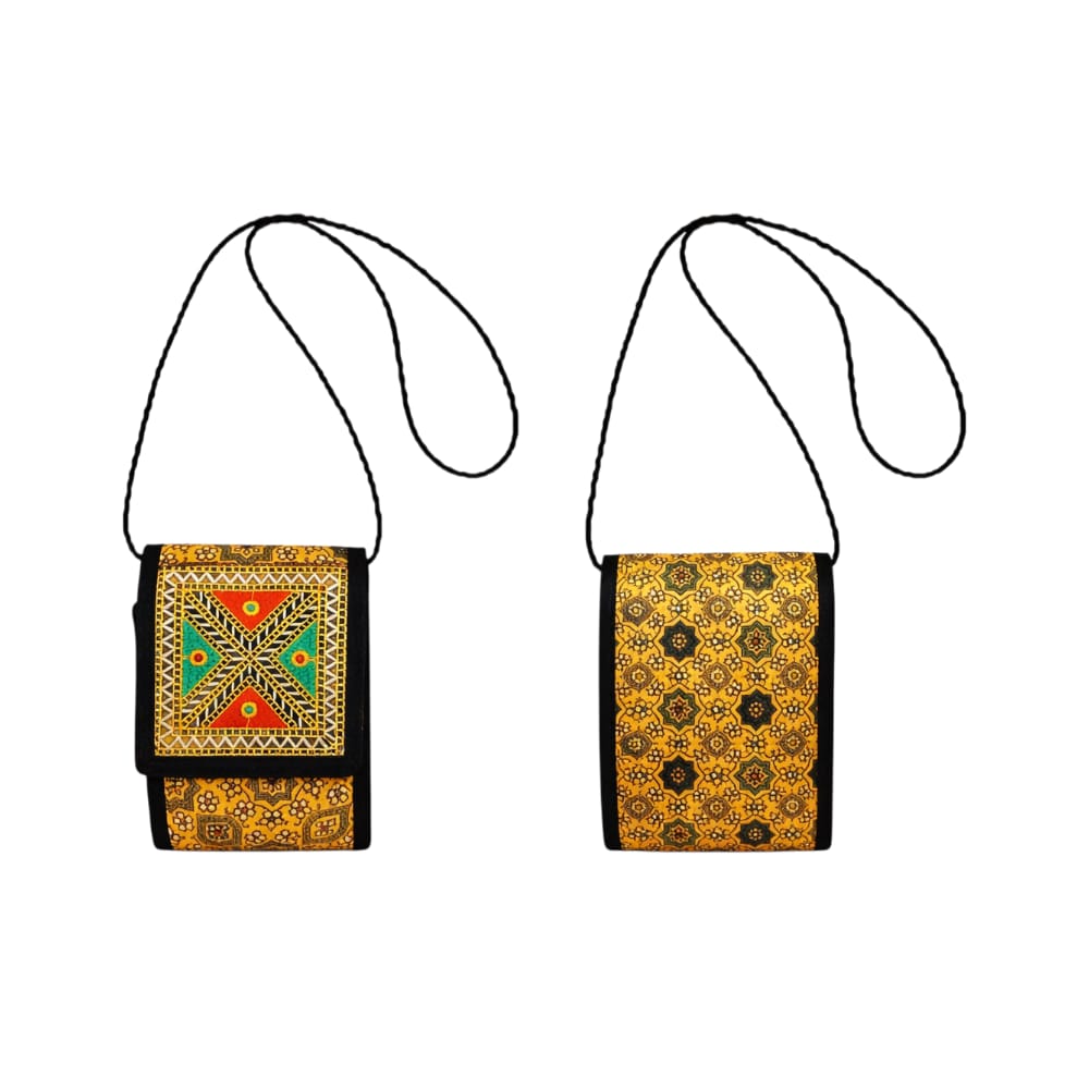 Ajrakh Printed Kutch Embroidery Sling Bag