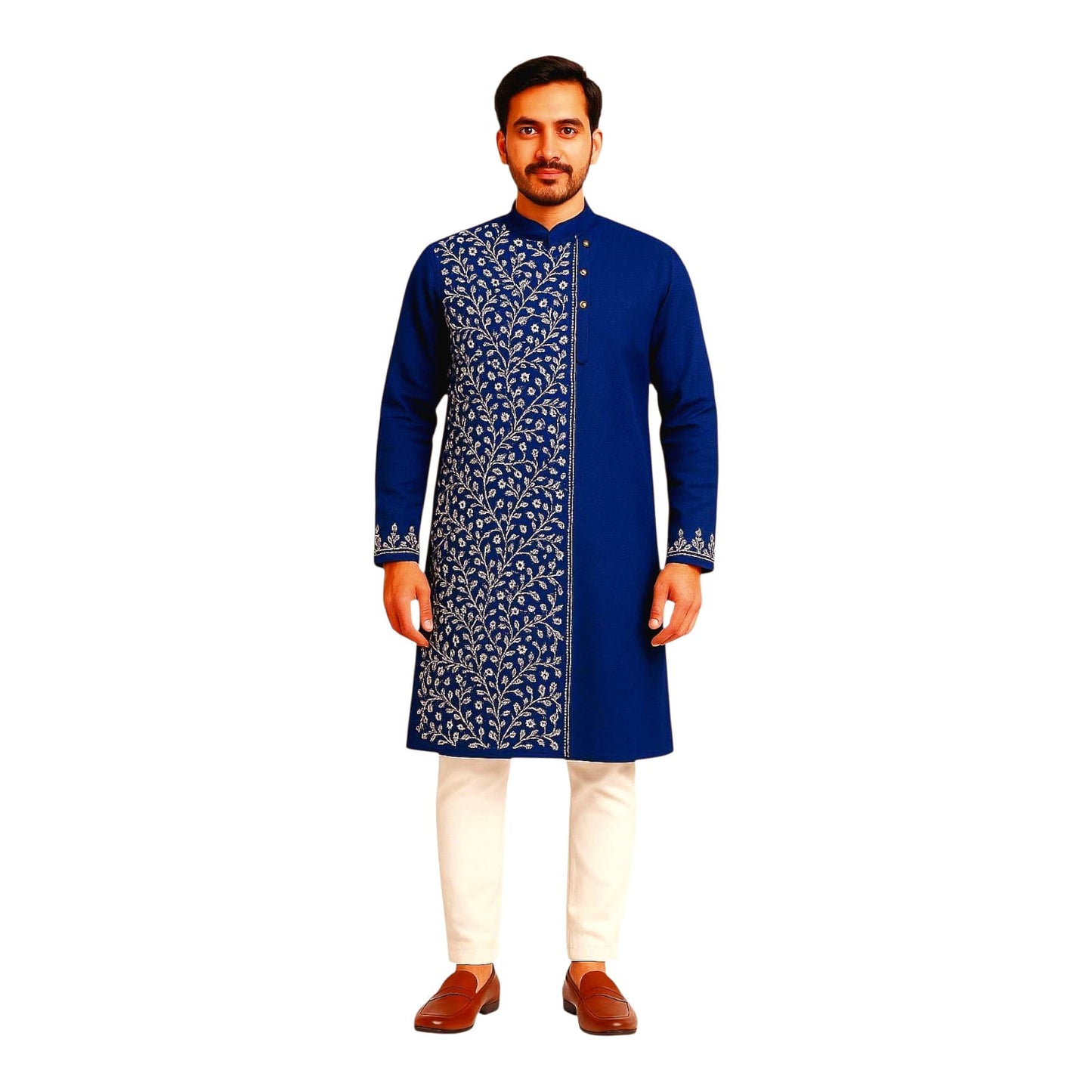 Pure Cotton Men's Kantha Long Kurta