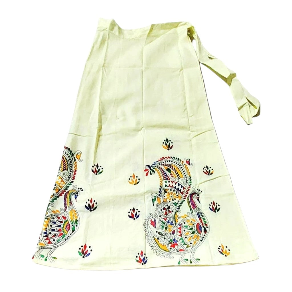 Kantha Stitch Hand Embroidered Women's Cotton Wrap Around Skirt