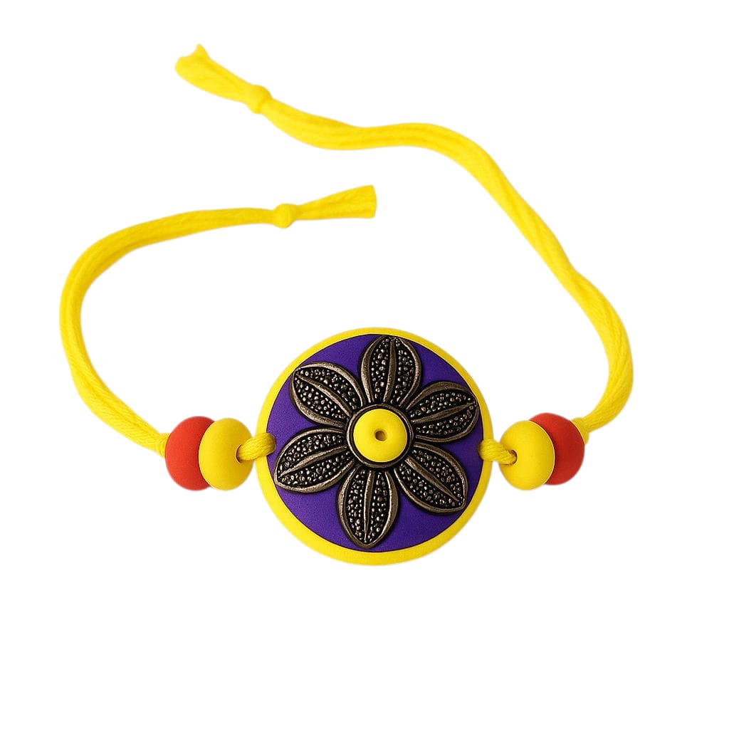 Purely Handmade & Handpainted Clay Rakhi – Unique Artistic Bracelet Rakhi with Traditional Designs
