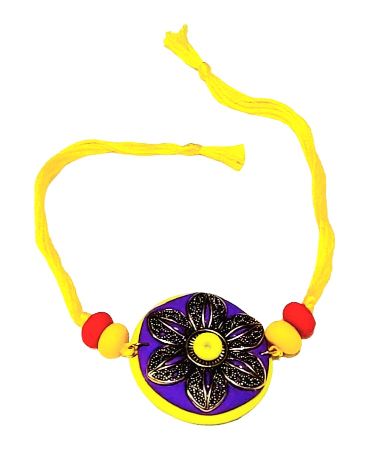 Purely Handmade & Handpainted Clay Rakhi – Unique Artistic Bracelet Rakhi with Traditional Designs