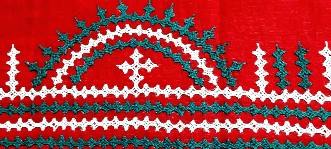 Hand Embroidered Gujarati Stitch Blouse Piece for Women & Girls