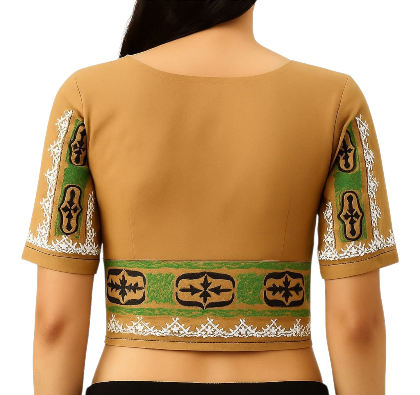Hand Embroidered Gujarati Stitch Blouse Piece for Women & Girls
