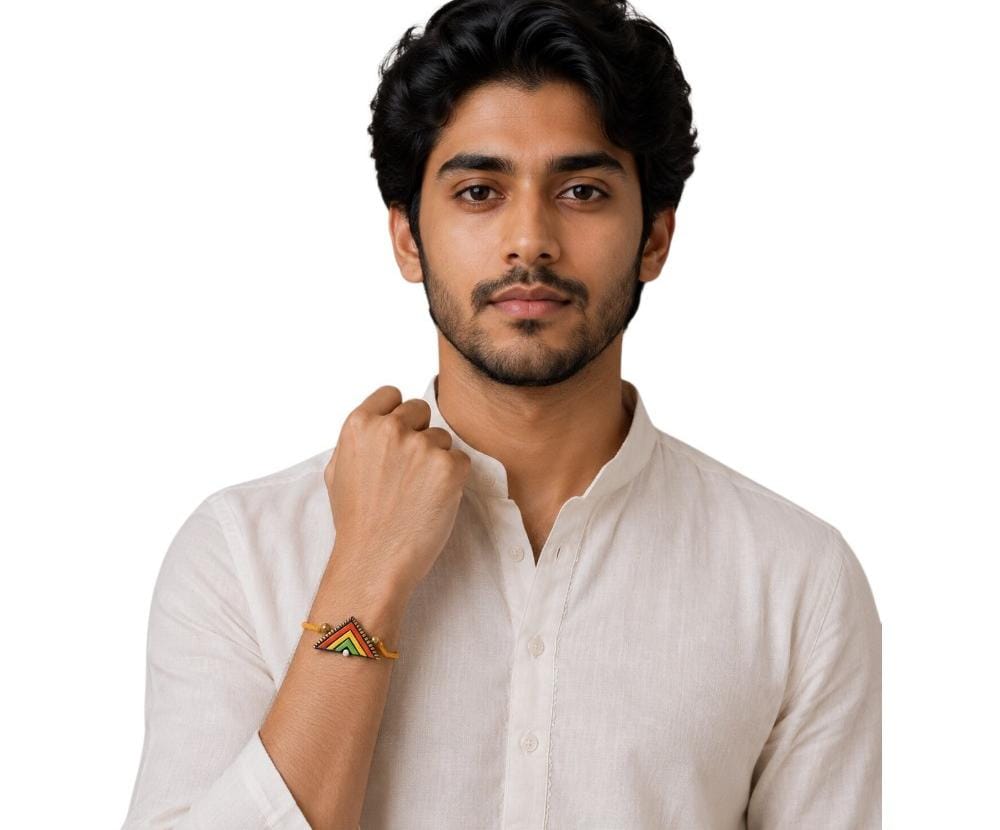 Purely Handmade & Handpainted Terracotta Rakhis for Brother