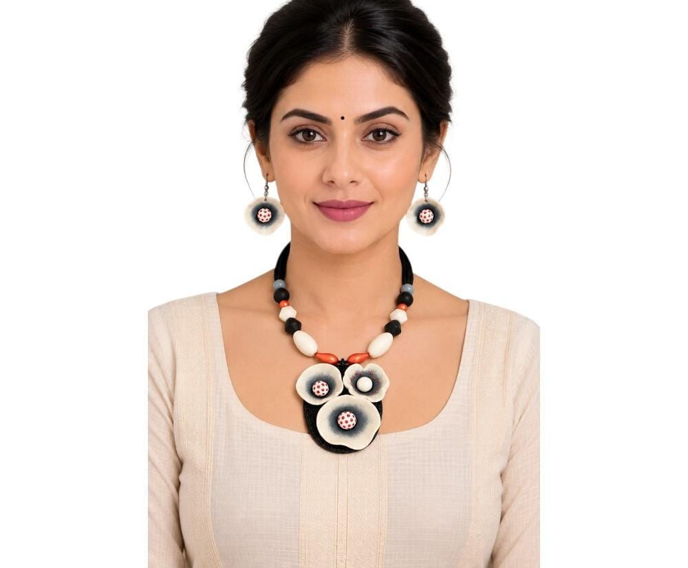 Purely Handmade Clay Jewellery Sets (With Earrings) for Women & Girls