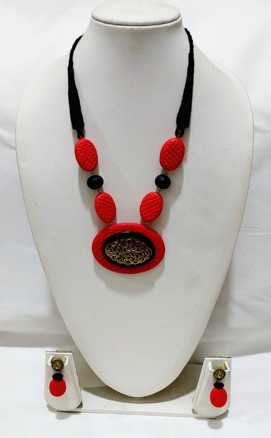 Purely Handmade Clay Jewellery Sets With Earrings For Women & Girls