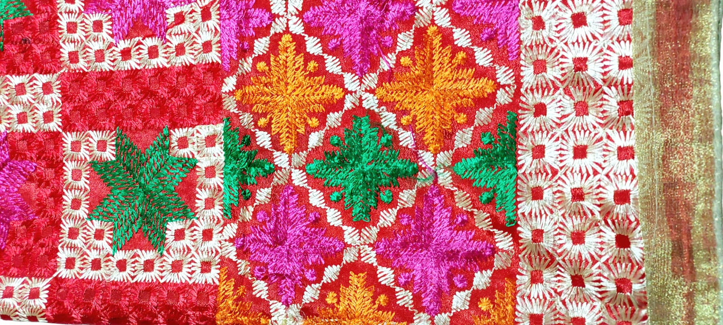 Phulkari Embroidered Chinon Dupatta