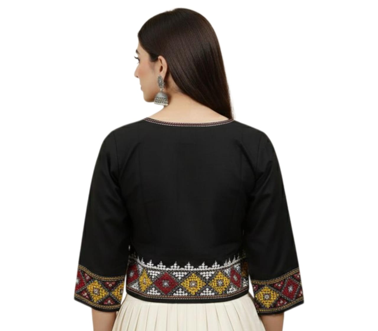 Hand Embroidered Gujarati Stitch Blouse Piece for Women & Girls