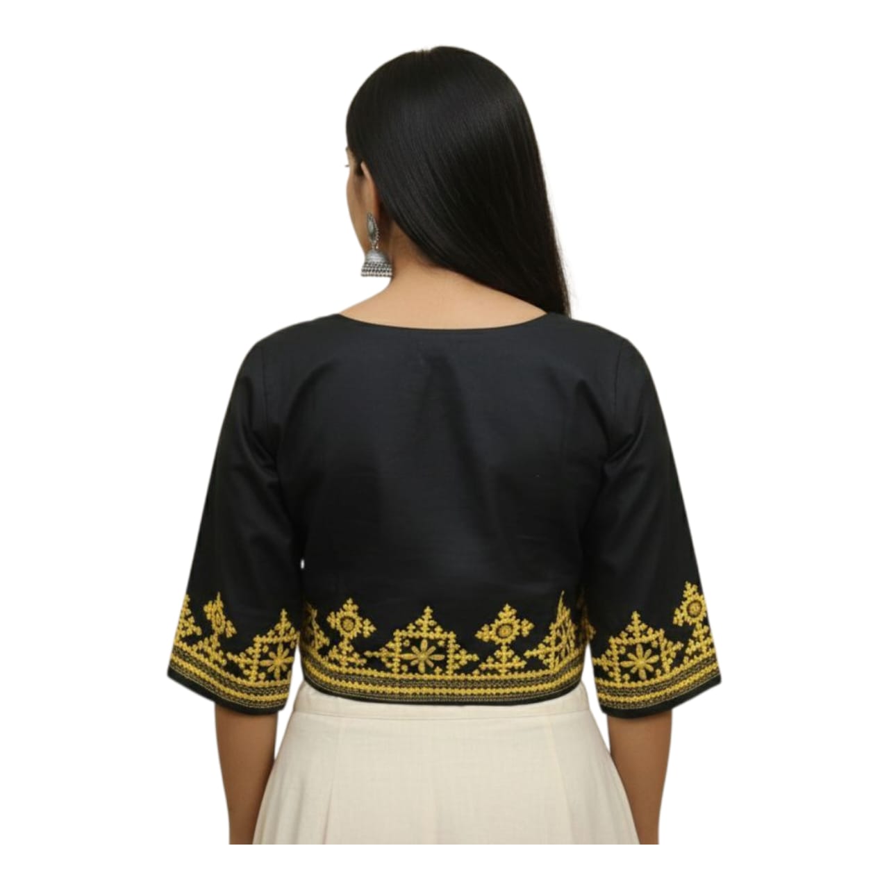 Hand Embroidered Gujarati Stitch Blouse Piece for Women & Girls