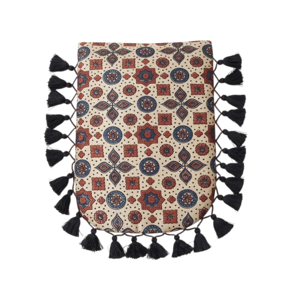Gajji Silk Ajrakh Printed Leather Crossbody Flip Sling Bag