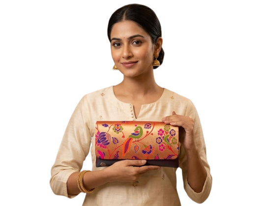 Dual Tone Purple Premium Paithani Clutches