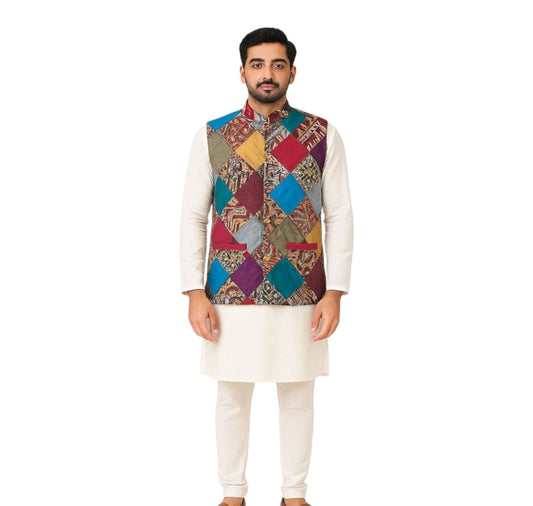 Men's Cotton Kalamkari Patchwork Jackets