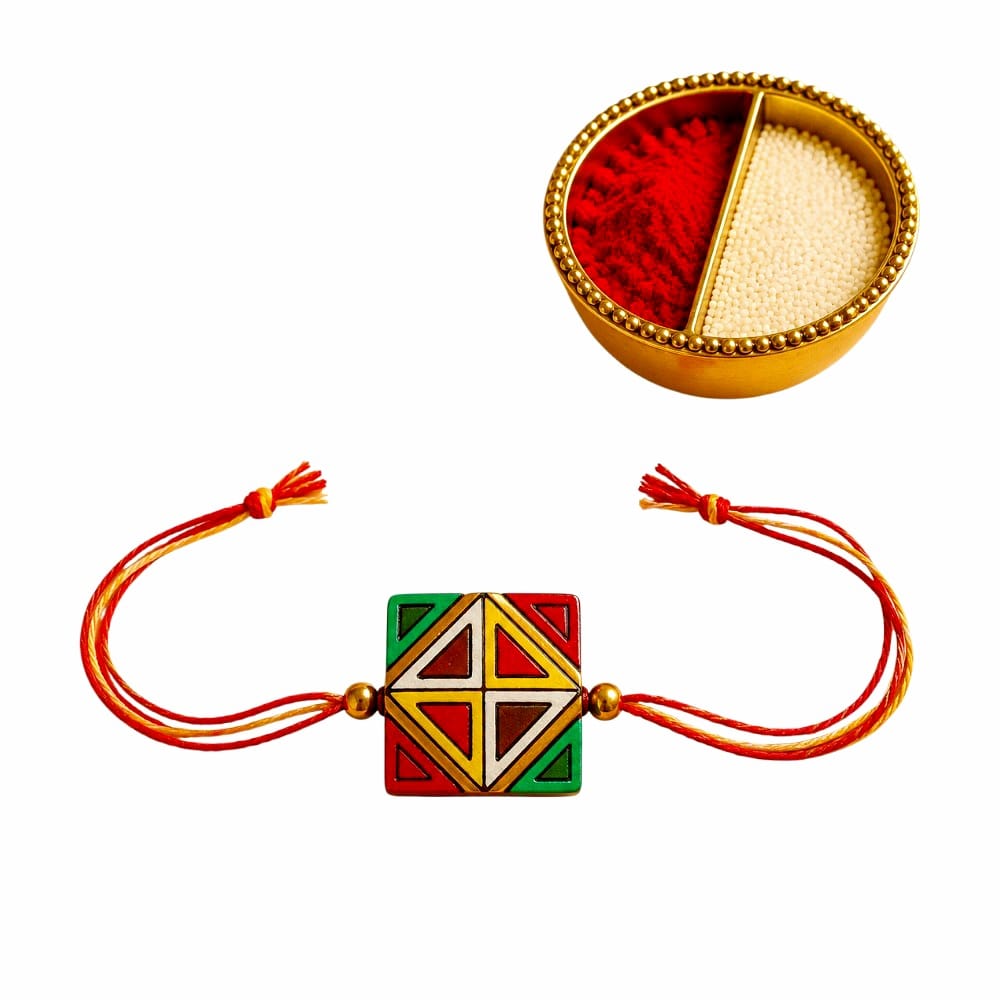 Purely Handmade & Handpainted Terracotta Rakhis for Brother
