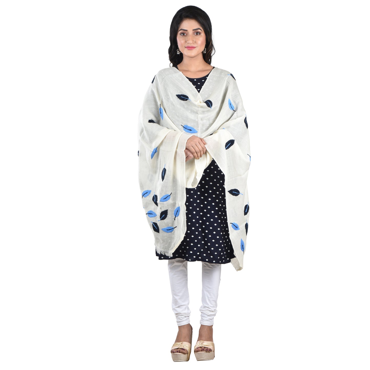 Purely Handloom Woolen Stole With Woolen Hand Embroidery