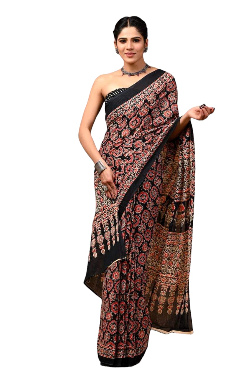 Pure Soft Cotton Hand Block Printed Sarees