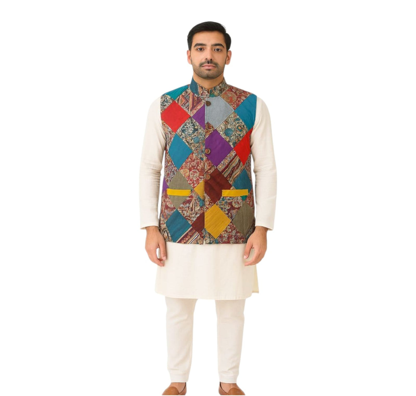 Men's Cotton Kalamkari Patchwork Jackets