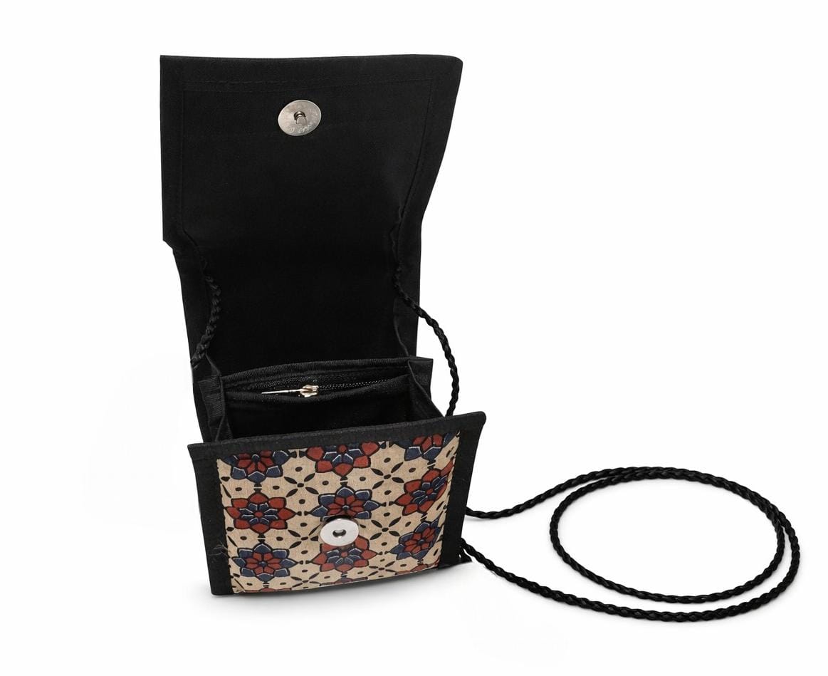 Ajrakh Printed Kutch Embroidery Sling Bag