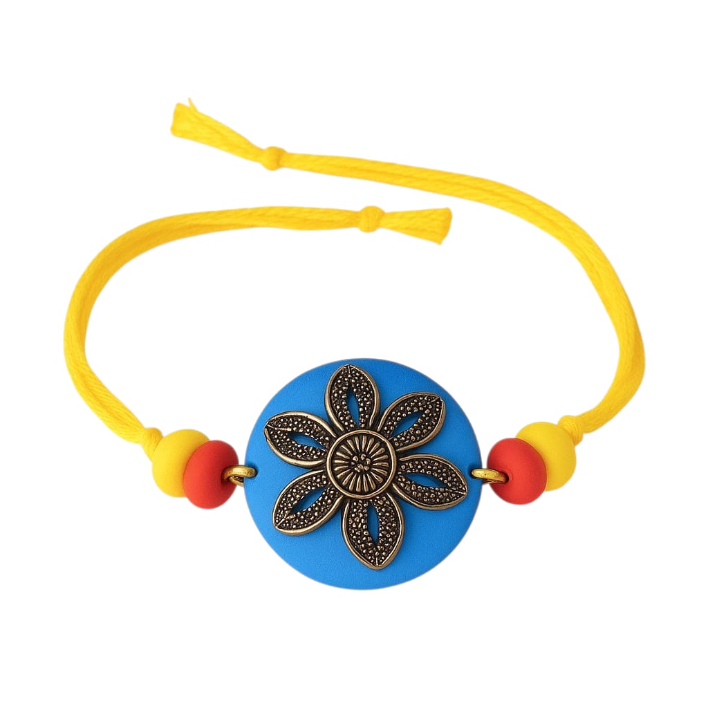 Purely Handmade & Handpainted Clay Rakhi – Unique Artistic Bracelet Rakhi with Traditional Designs