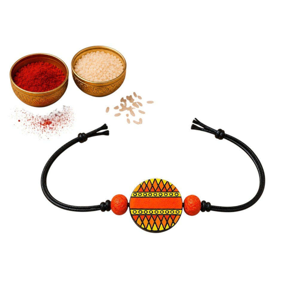 Purely Handmade & Handpainted Terracotta Rakhis for Brother