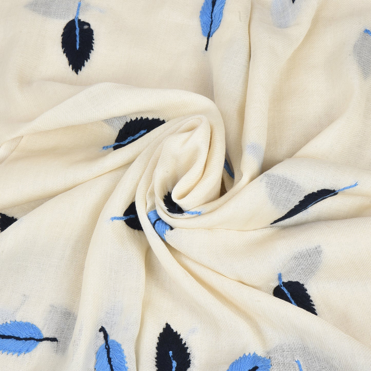 Purely Handloom Woolen Stole With Woolen Hand Embroidery