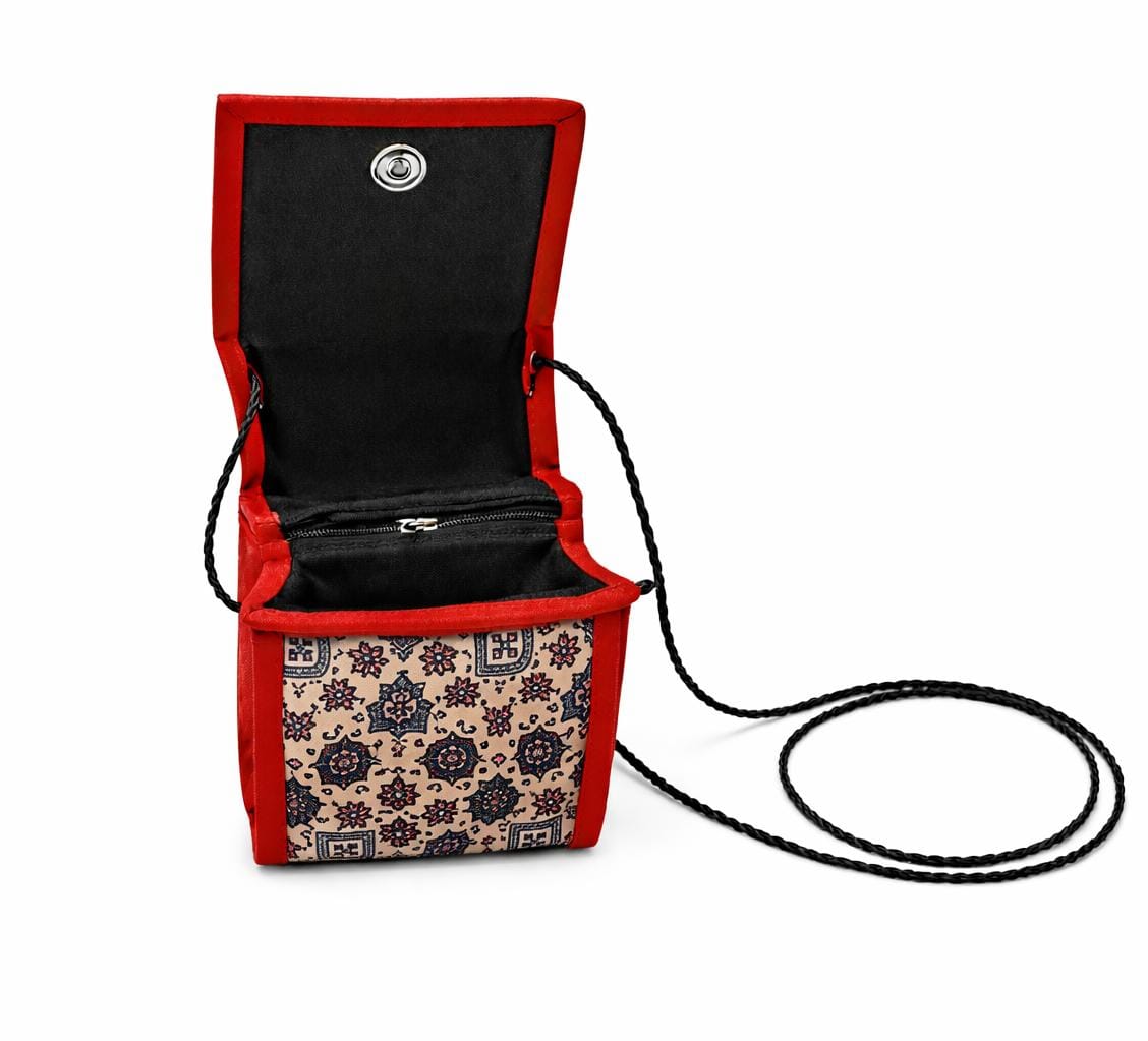 Ajrakh Printed Kutch Embroidery Sling Bag