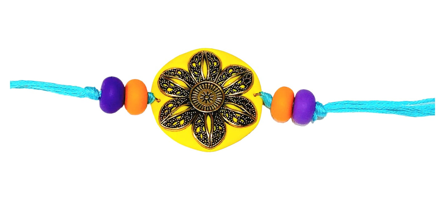 Purely Handmade & Handpainted Clay Rakhi – Unique Artistic Bracelet Rakhi with Traditional Designs