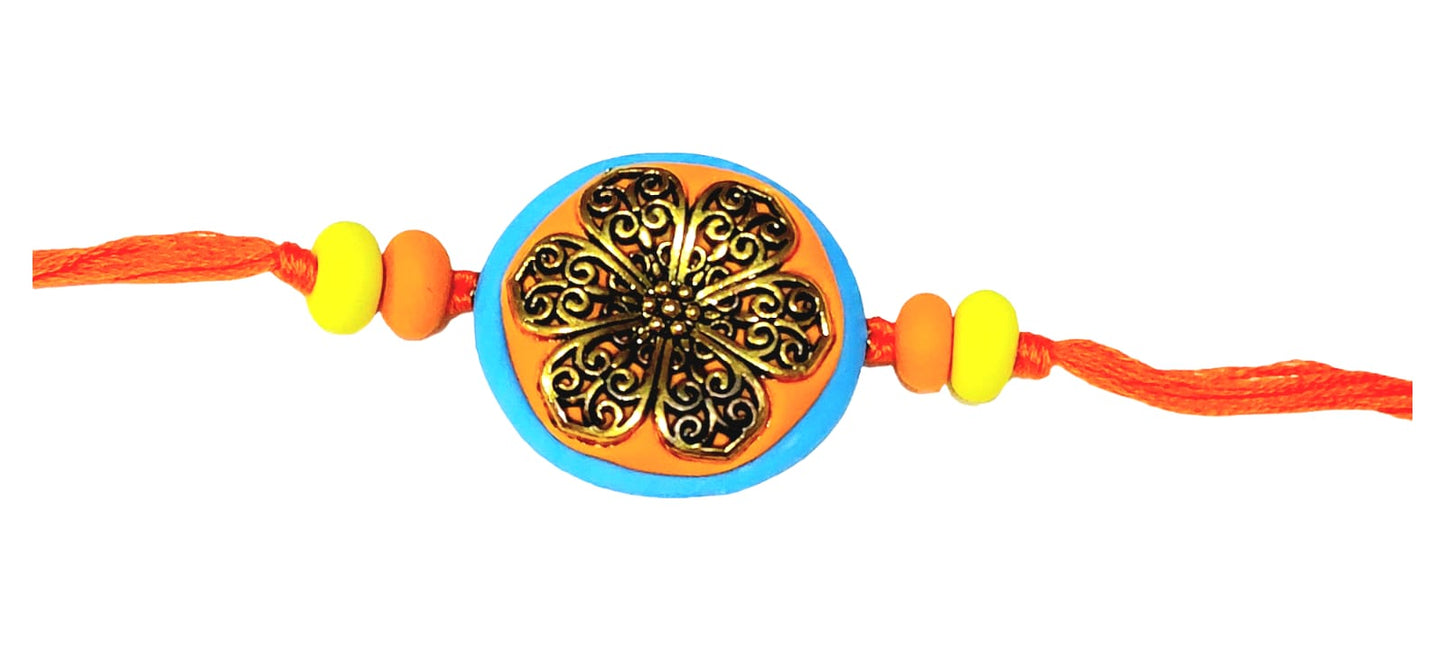 Purely Handmade & Handpainted Clay Rakhi – Unique Artistic Bracelet Rakhi with Traditional Designs