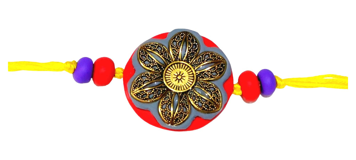 Purely Handmade & Handpainted Clay Rakhi – Unique Artistic Bracelet Rakhi with Traditional Designs