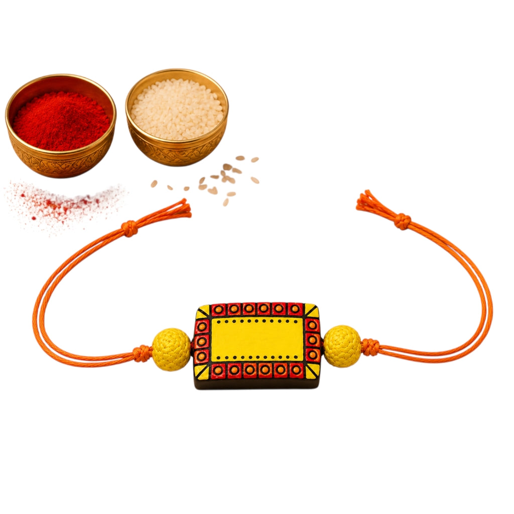 Purely Handmade & Handpainted Terracotta Rakhis for Brother