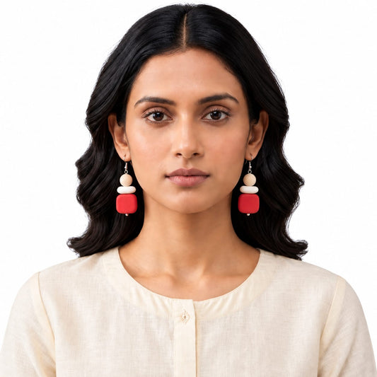 Purely Handmade Matt Finish Clay Drop Earrings
