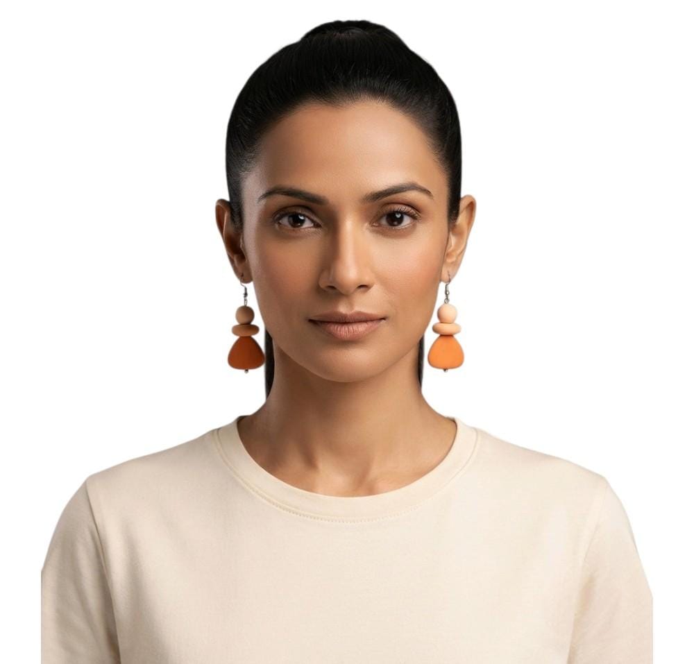 Purely Handmade Matt Finish Clay Drop Earrings
