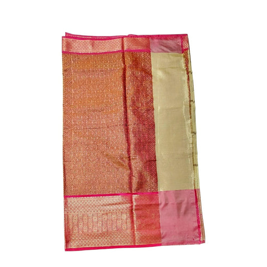 Beige Cotton Silk Saree With Intricate Silver Zari Work