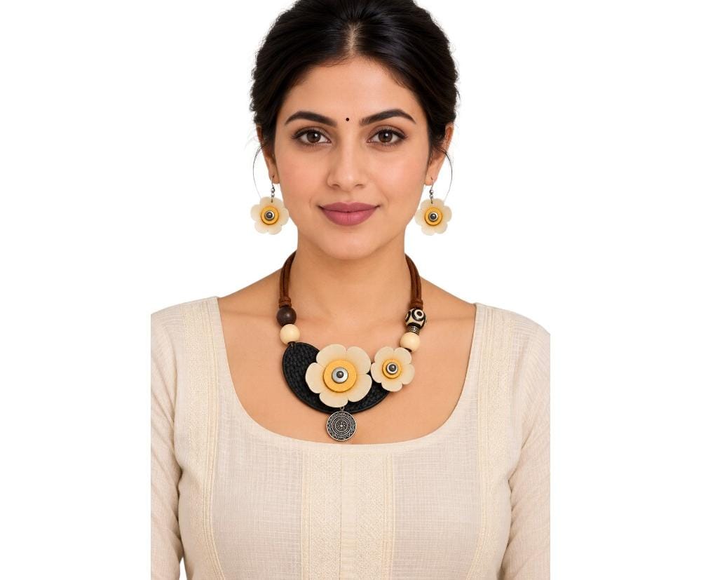 Purely Handmade Clay Jewellery Sets (With Earrings) for Women & Girls
