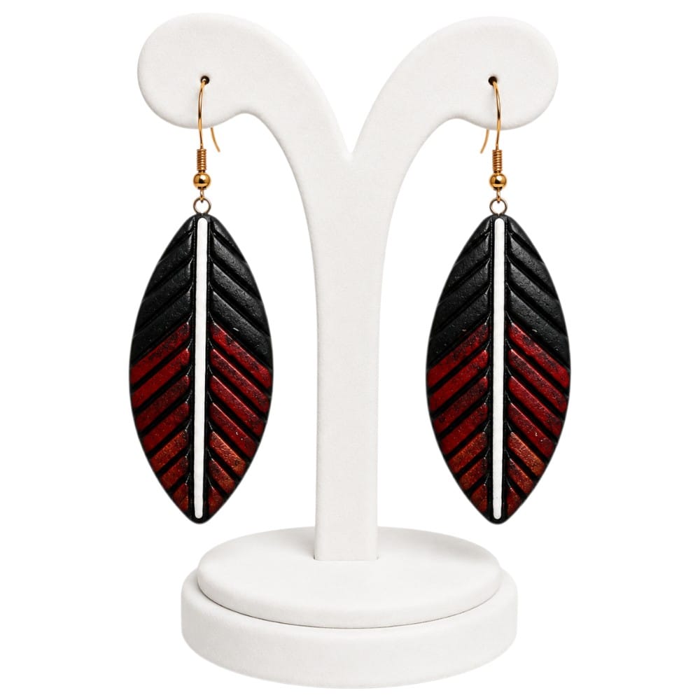 Purely Handmade Lightweight Terracotta Dangler Earrings (Leaf Design)