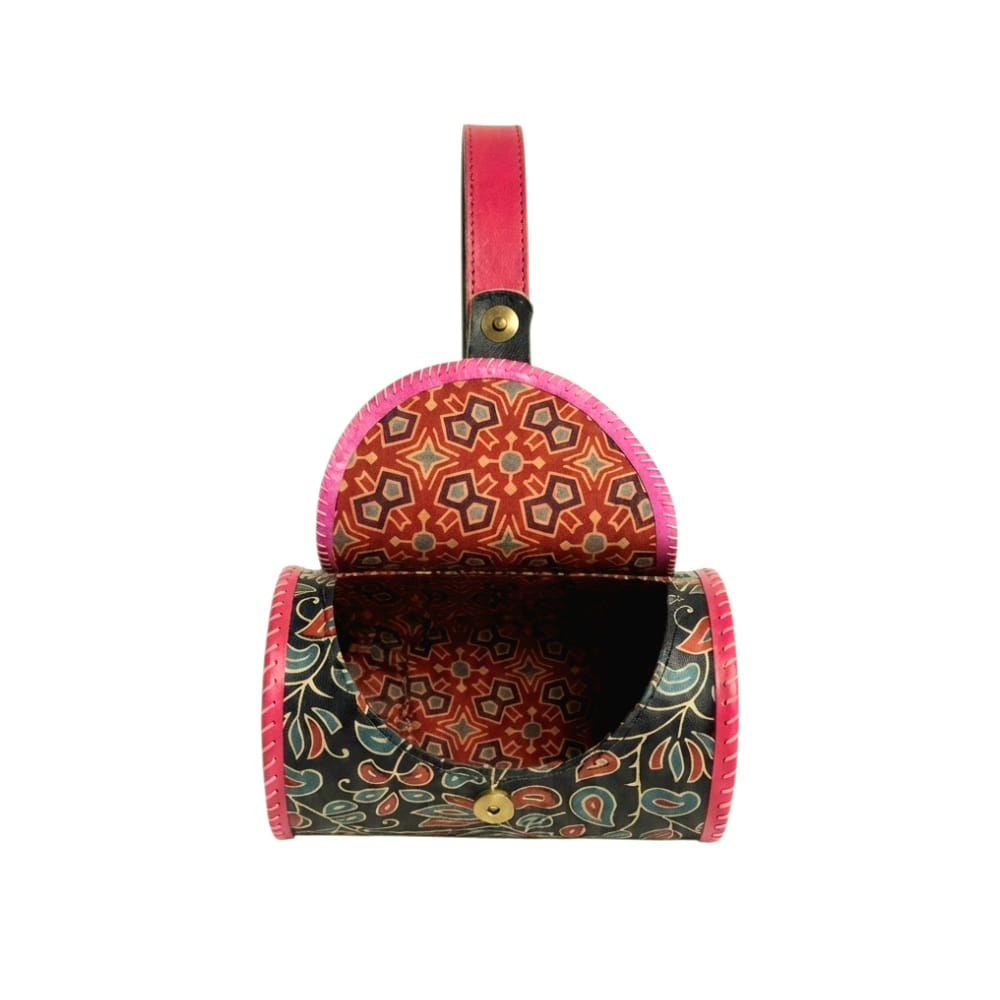 Handcrafted Leather Dholak Style Round Sling Bag