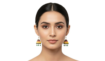 Purely Handmade Terracotta Metallic Conical Jhumka Designer Earrings