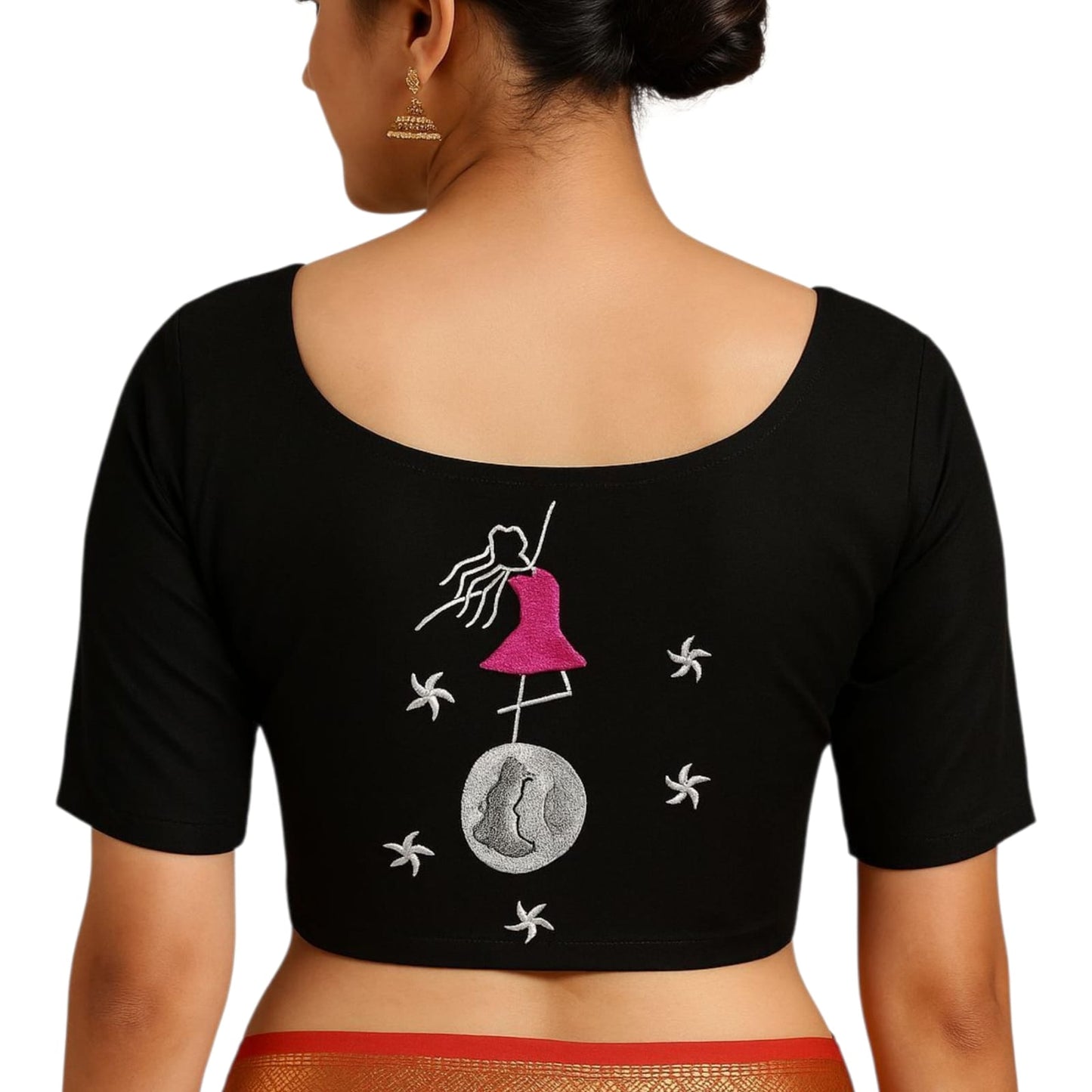 Hand Embroidered Hand Stitched Designer Premium Cotton Blouse Piece