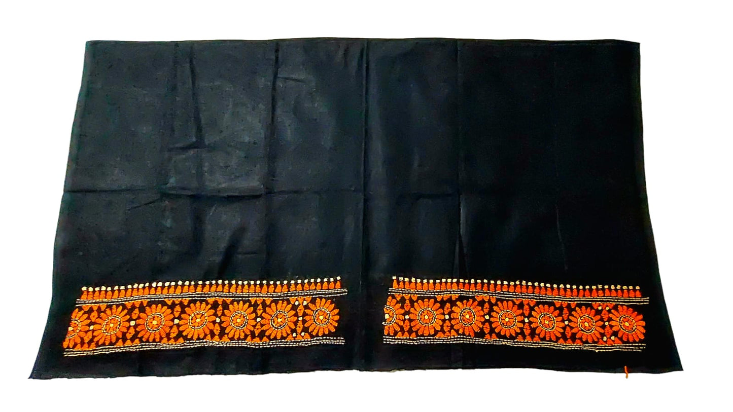 Handmade & Hand Kantha Stitched Embroidered Cotton Blouse Piece(Unstitched)