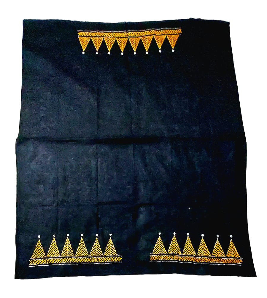 Handmade & Hand Kantha Stitched Embroidered Cotton Blouse Piece(Unstitched)