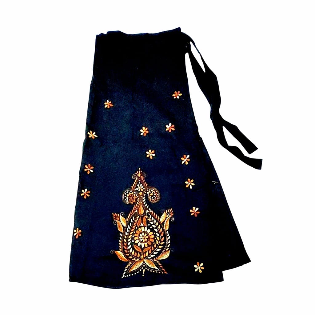 Kantha Stitch Hand Embroidered Women's Cotton Wrap Around Skirt