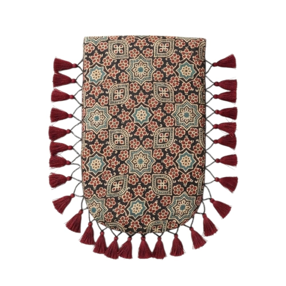 Gajji Silk Ajrakh Printed Leather Crossbody Flip Sling Bag