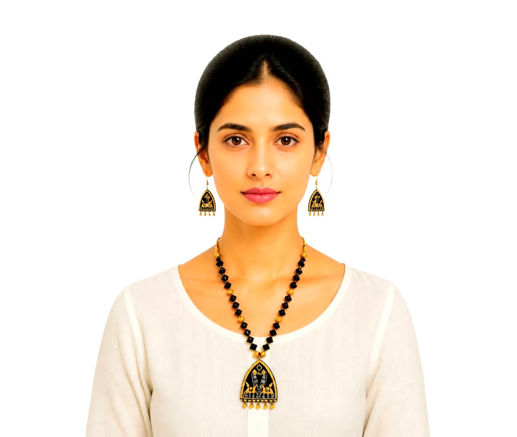 Purely Handmade Terracotta Rope Necklace With Earrings