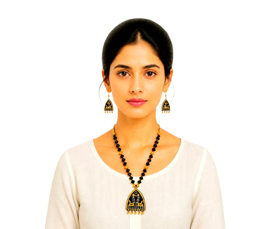 Purely Handmade Terracotta Rope Necklace With Earrings