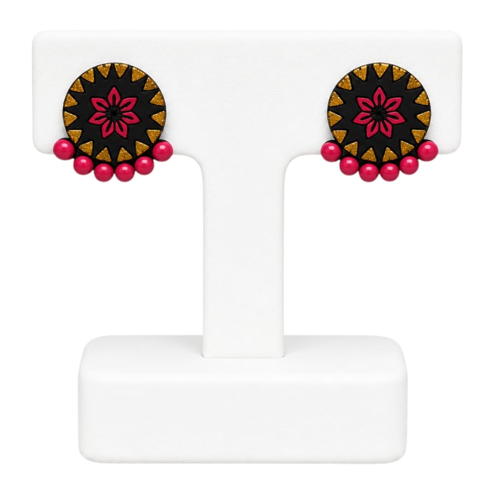 Lightweight Round Shaped Terracotta Stud Earrings