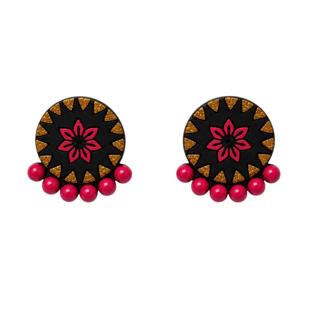 Lightweight Round Shaped Terracotta Stud Earrings
