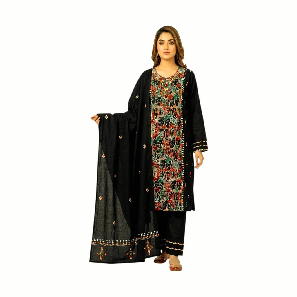 Premium Pure Cotton Unstitched Hand Embroidered Suit Piece